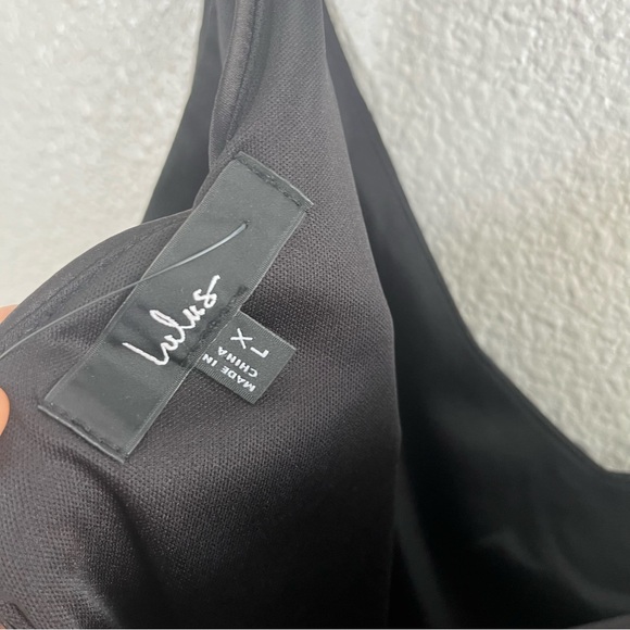 NWT Lulus Strictly Romance Black Satin Asymmetrical Tiered Midi Dress XL - Picture 6 of 7